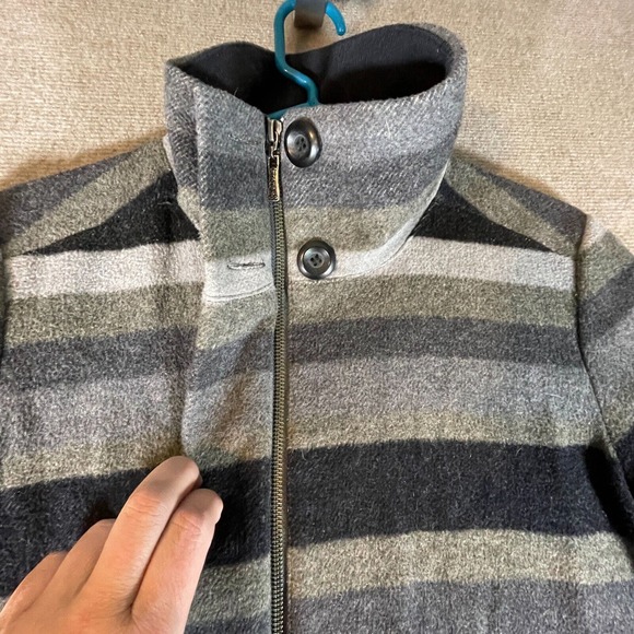 prAna Women's Size Medium Lily Jacket Wool Blend Striped Gray - Picture 3 of 16